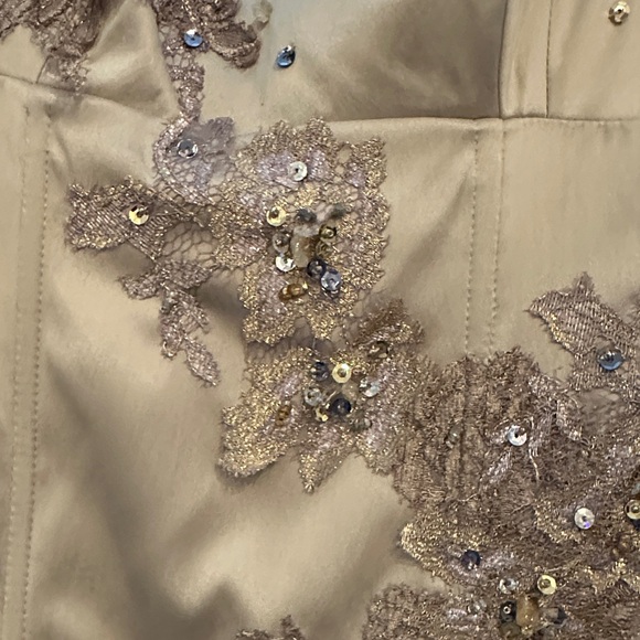 VINTAGE Mandalay (2007) Beaded and Lace Midi Dress in Tan - Picture 5 of 13